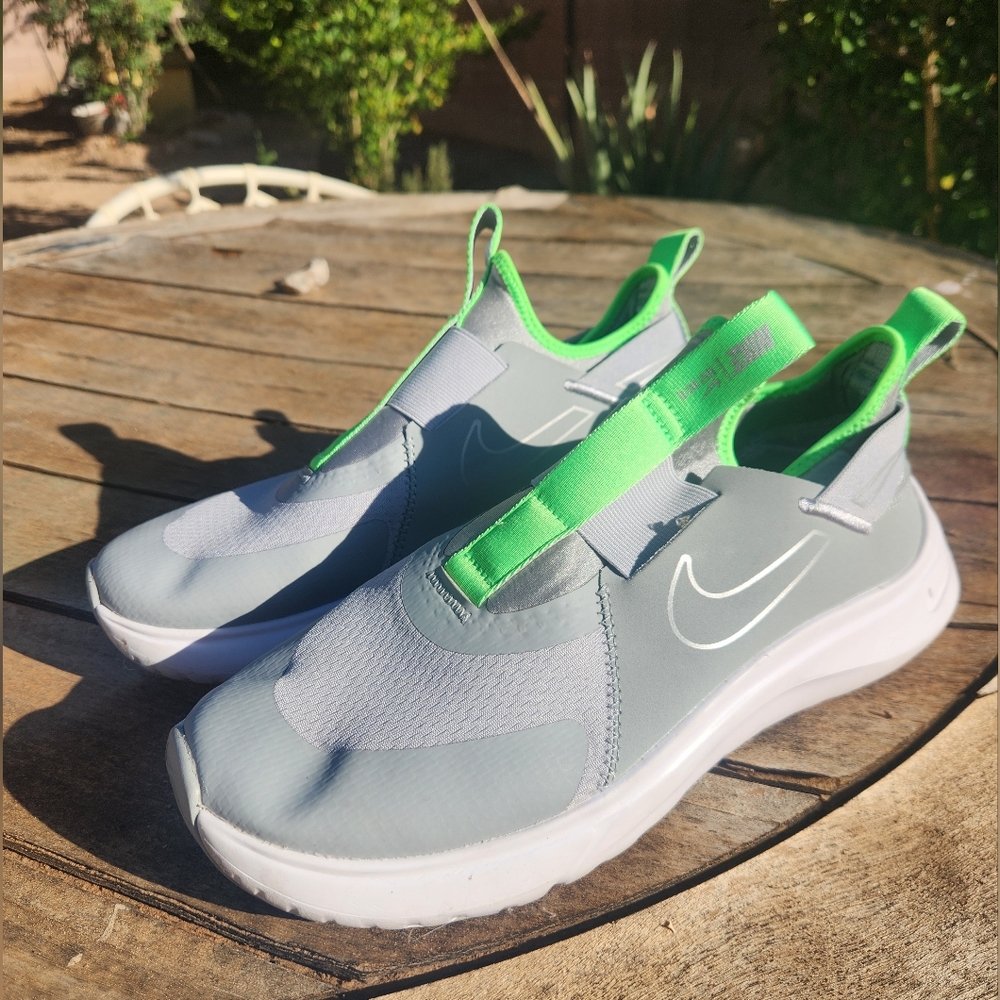 Nike Gray and Green Slip-On Sneakers